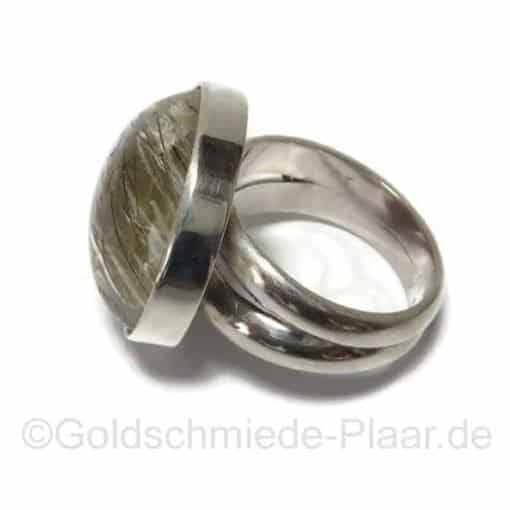Ring aus Silber mit Rutilquarz, Stein links