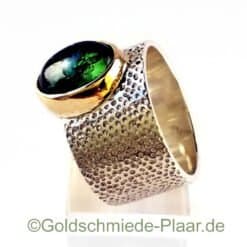 Silber-Ring mit grünem Turmalin in Gold
