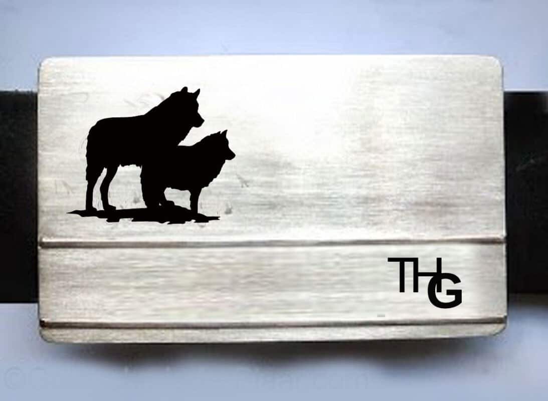 Gürtelschnalle Wolf aus Silber