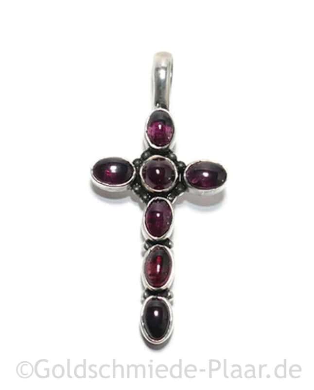 Kreuz aus Silber mit Granat